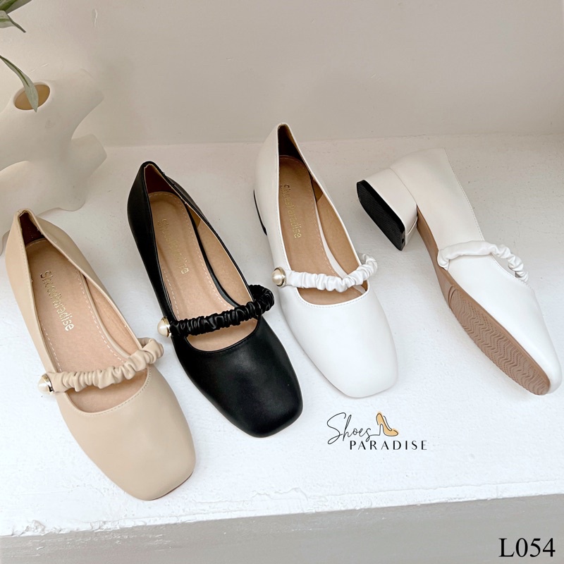 Giày mary jane cao gót mũi vuông 3p giày đế vuông nữ quai nhún shoes paradise l054