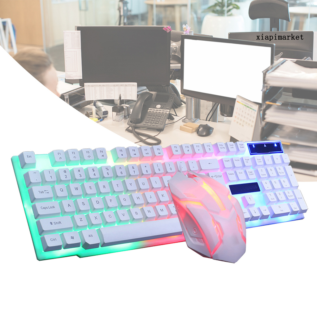 Set 2 Bàn Phím + Chuột Chơi Game Gtx300 Có Dây Bằng Nhựa Có Đèn Nền Màu Cho Máy Tính