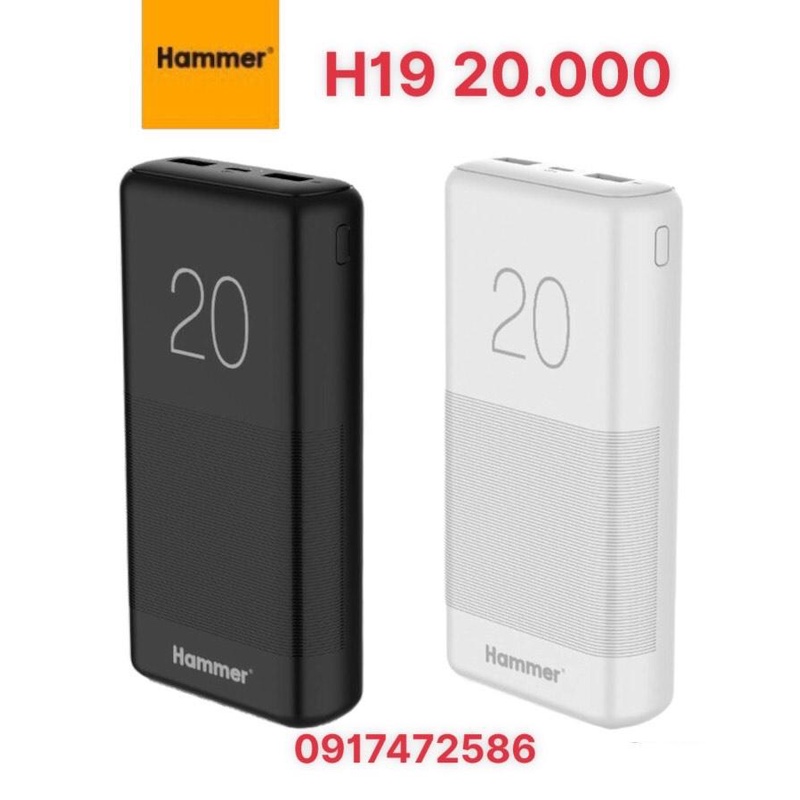 Sạc dự phòng Hammer H19 dung lượng 20000 mAh, Hàng chính hãng dùng rất bền và tốt