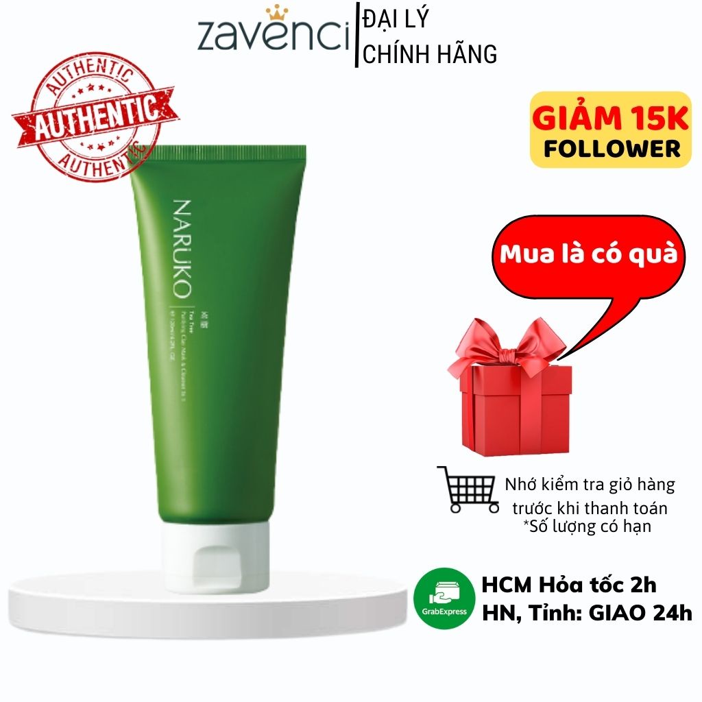 Sữa rửa mặt SR019844 NARUKO Dạng Bùn Trà Tràm Tea Tree Purifying Clay Mask and Cleanser 3in1 (120g)