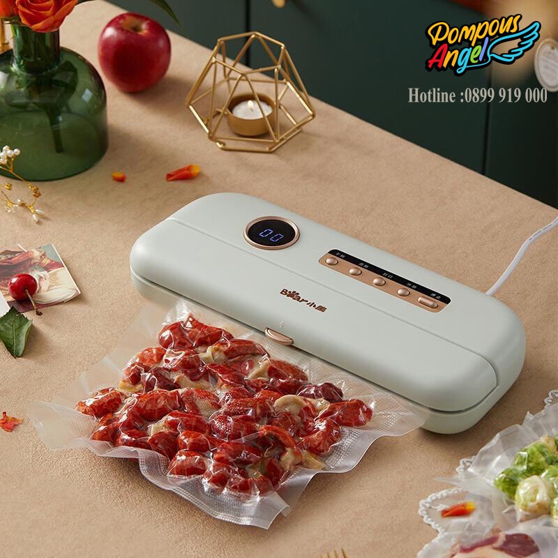 Máy hút chân không và hàn miệng túi thực phẩm khô ướt BEAR FKJ-C01U1 màu xanh mint bảo hành 12 tháng