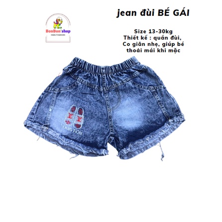 (ảnh thật 100%) Quần Đùi Jean Cho Bé Gái thuê hình Ngộ Nghĩnh Size 13kg đến 35kg