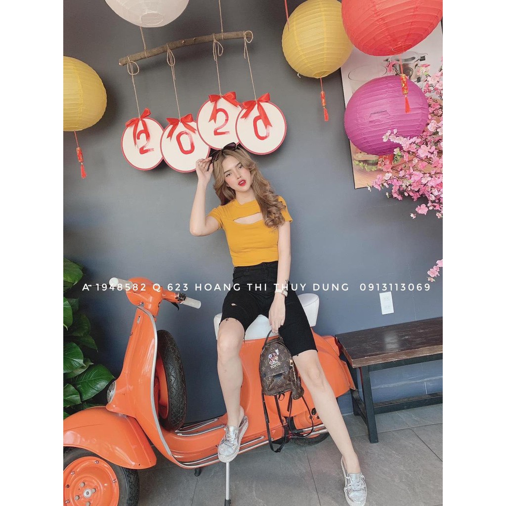 ÁO THUN CROPTOP KHOÉT NGỰC chất co giãn tốt Tanii Clothing