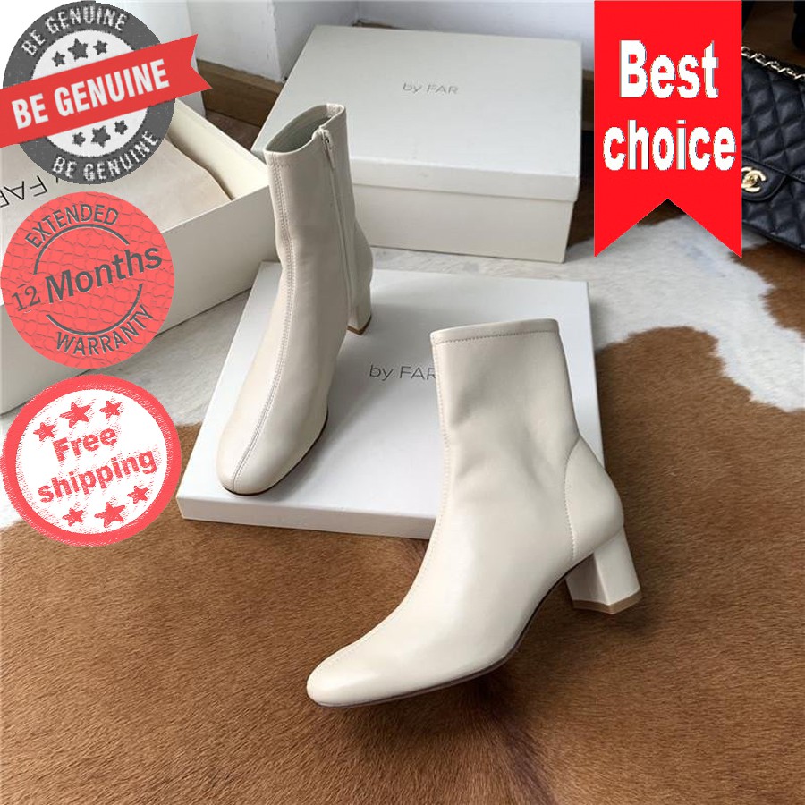 Giày Boot Nữ Chính hãng LINUS 227 Thời trang Cao cấp Gót vuông 5cm Không đau chân Màu Đen Kem Trắng Bảo hành 12 tháng