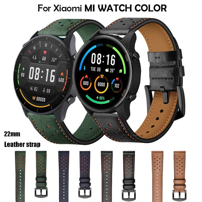 Dây đeo thay thế bằng da nhiều màu độc đáo cho Xiaomi Mi watch