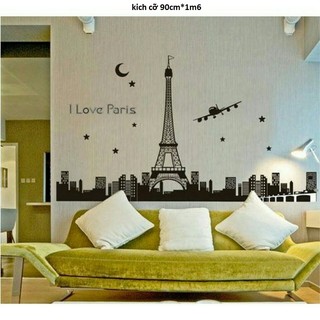 decal dán tường thap pari dạ quang