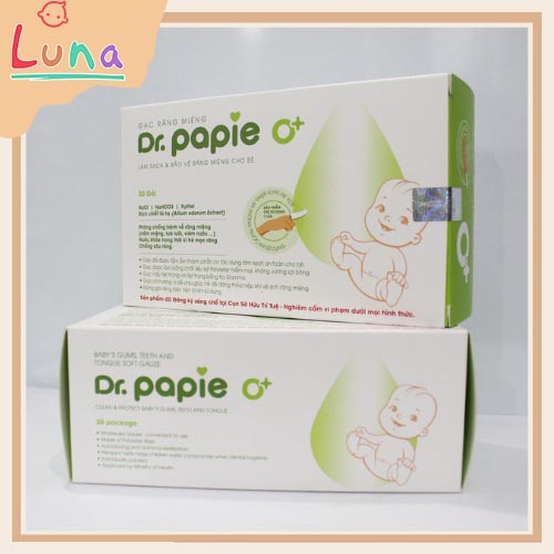 Rơ lưỡi, gạc răng miệng thảo dược Dr Papie cho bé