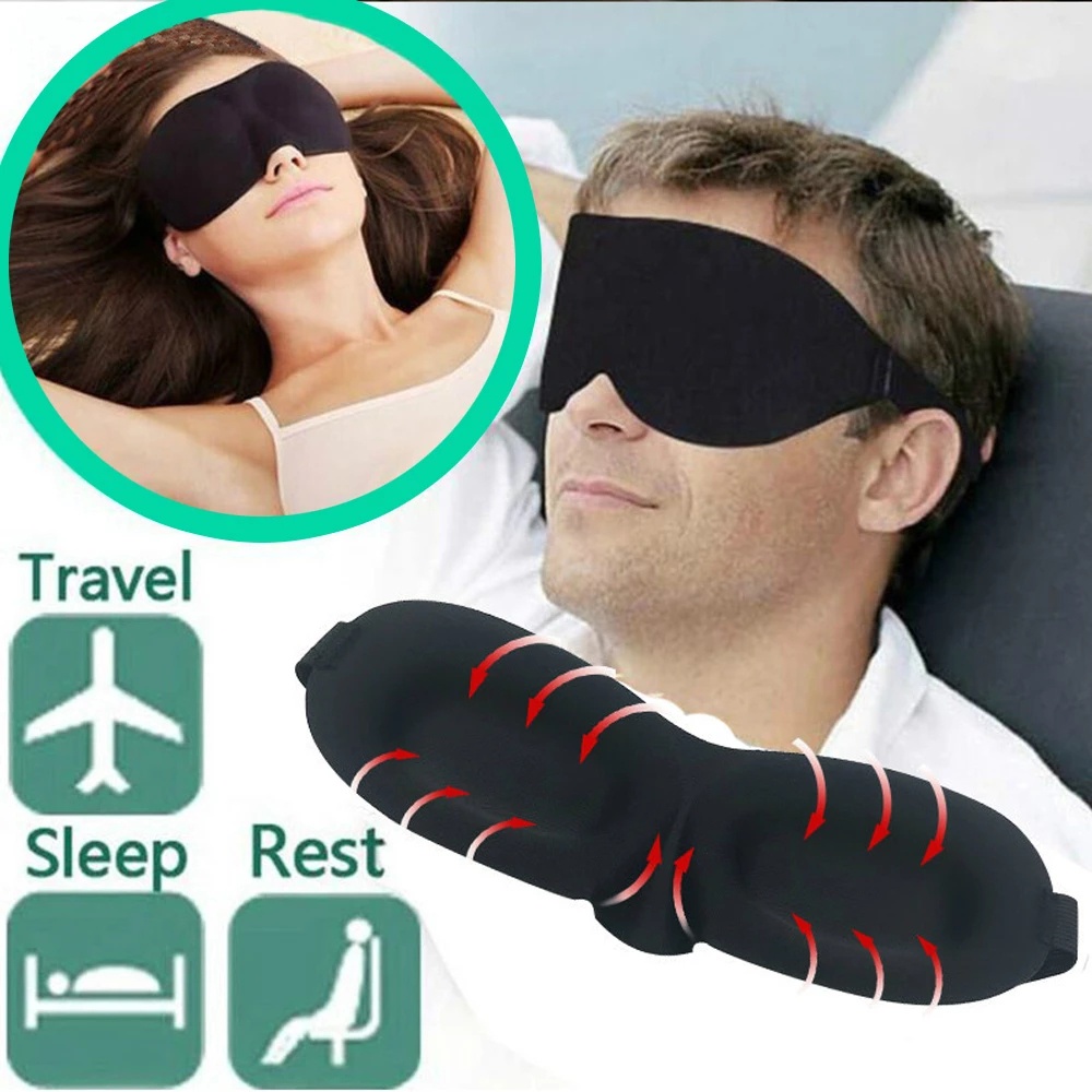 Mặt nạ che mắt ngủ 3d mềm mại hai mặt thư giãn khi đi du lịch tiện dụng