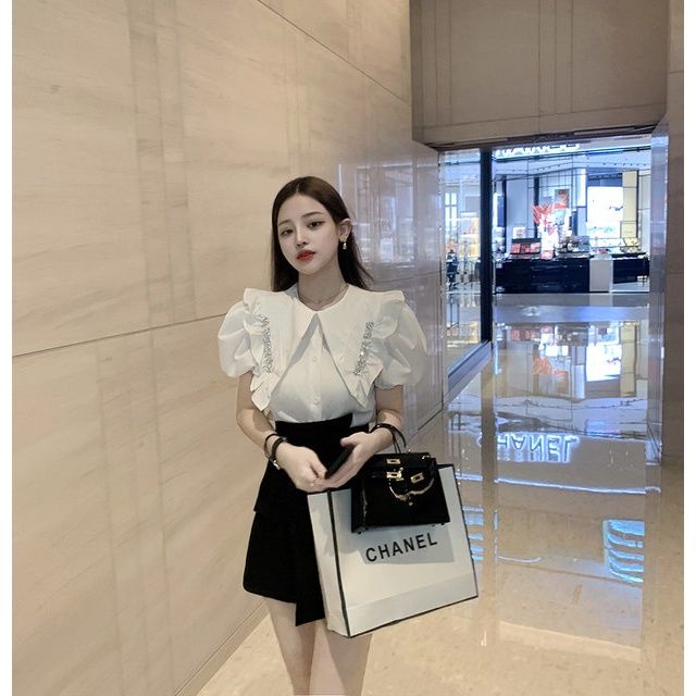 Áo Sơ Mi Tay Phồng Cổ Bẻ Thời Trang Mùa Hè 2022 Phong Cách Mới Cho Nữ