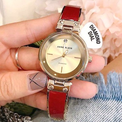 Đồng hồ nữ ANNE KLEIN kiềng đá model AK/2512BYGB- ĐỎ