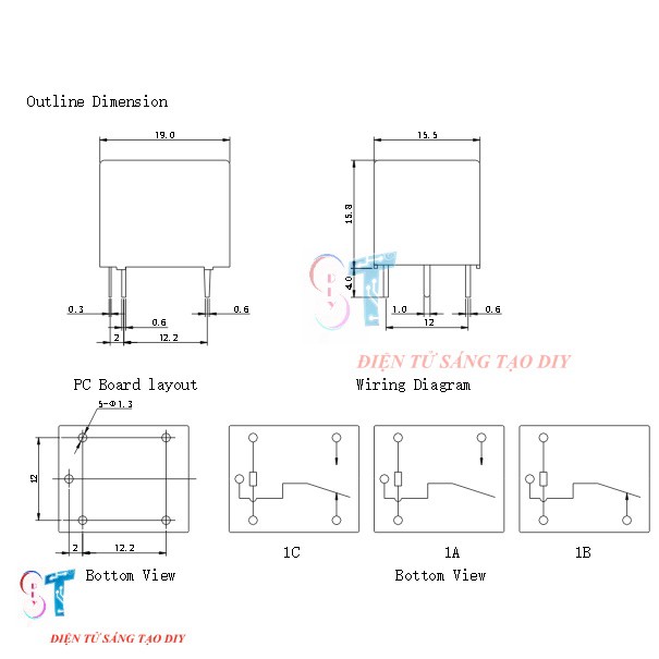 Relay 5V/12V/24V 10A 5 Chân SRD Songle