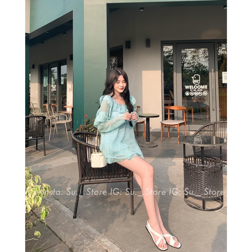 Set áo voan bèo xuyên thấu kèm chân váy S337 SUSTORE