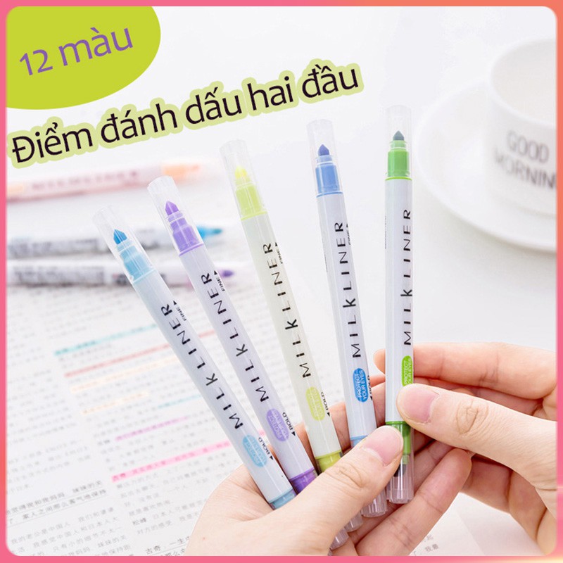 Set 12 bút đánh dấu hai đầu màu sắc xinh xắn