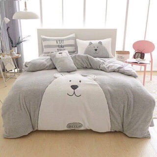 Set chăn ga gối lông cừu Gấu Brow