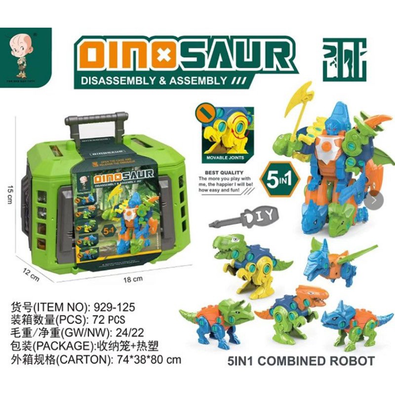 Hộp 5 khủng long lắp ráp biến hình Robot siêu ngầu🦕🦕🦕