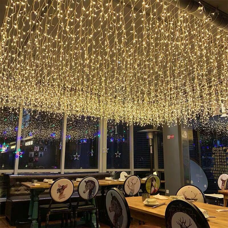 Đèn Led Mành Thả Nháy Điểm Phong Cách Châu Âu Cực Đẹp - Trang Trí Không Gian Cực Đẹp, Đèn Led Mành Thả Ngoài Trời