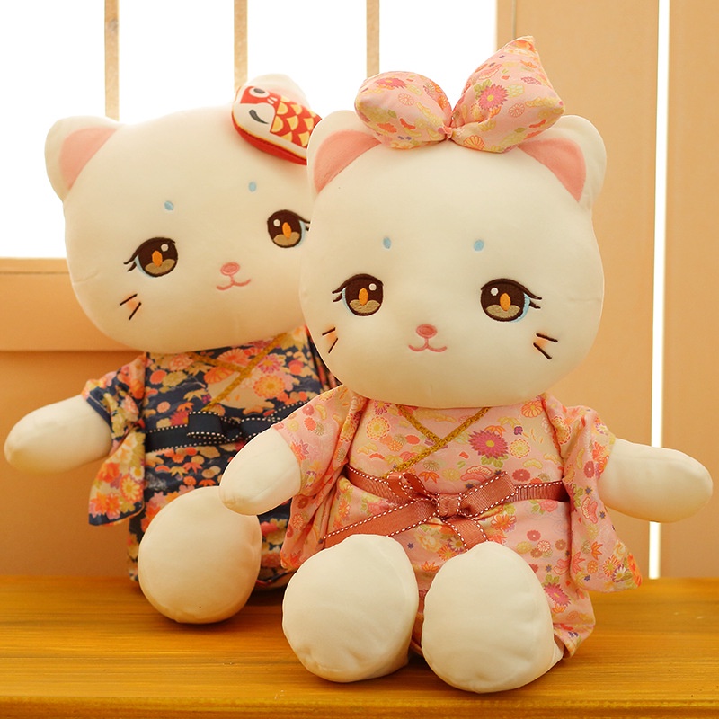 Gối Ôm Hình Mèo Hoạt Hình Nhật Bản Mặc Kimono Ngọt Ngào