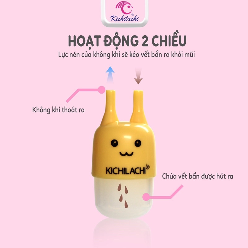 Hút Mũi Sơ Sinh Cho Bé Kichilachi , Đầu Núm Silicon Siêu Mềm, Vệ Sinh Mũi Sạch Sẽ Không Gây Đau Cho Bé