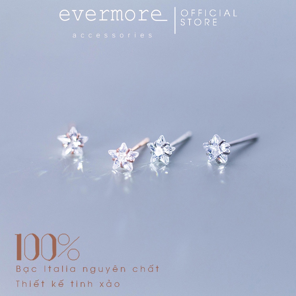 Bông tai bạc EVERMORE, khuyên tai sao băng bạc Ý 925 nguyên chất, phong cách minimalism, thanh lịch - H009