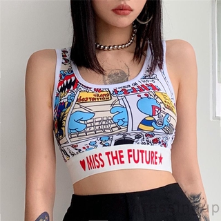 Áo thun ba lỗ họa tiết in ấn thời trang dành cho nữ