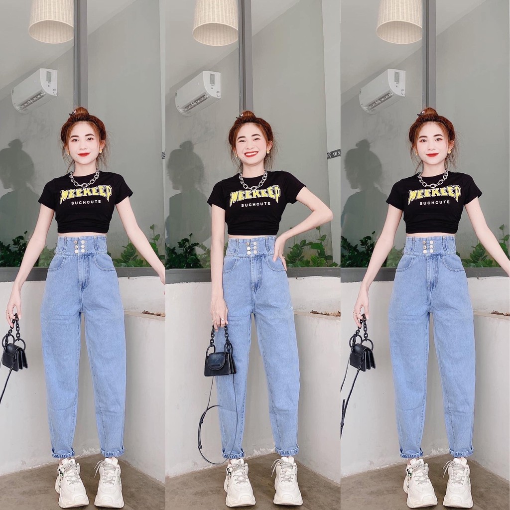 Quần baggy jean nữ đẹp giá rẻ lưng cao chất jean mềm mịn cao cấp thời trang AMISHASHOP98 AMSAll