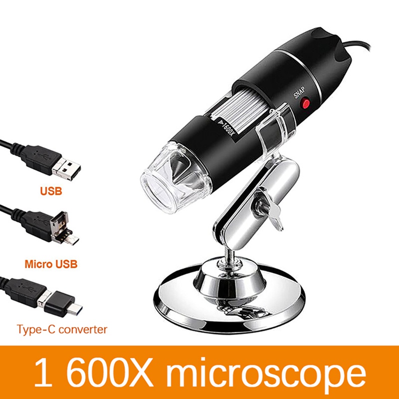 Kính Hiển Vi USB 1600X Độ Phóng Đại 8 LED Với Đầu Chuyển Đổi TYPE-C 3 Trong 1 Tiện Dụng