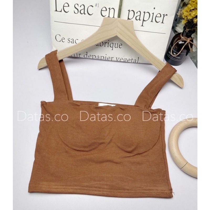 Áo hai dây bản to nâu đen trắng nude  nữ.