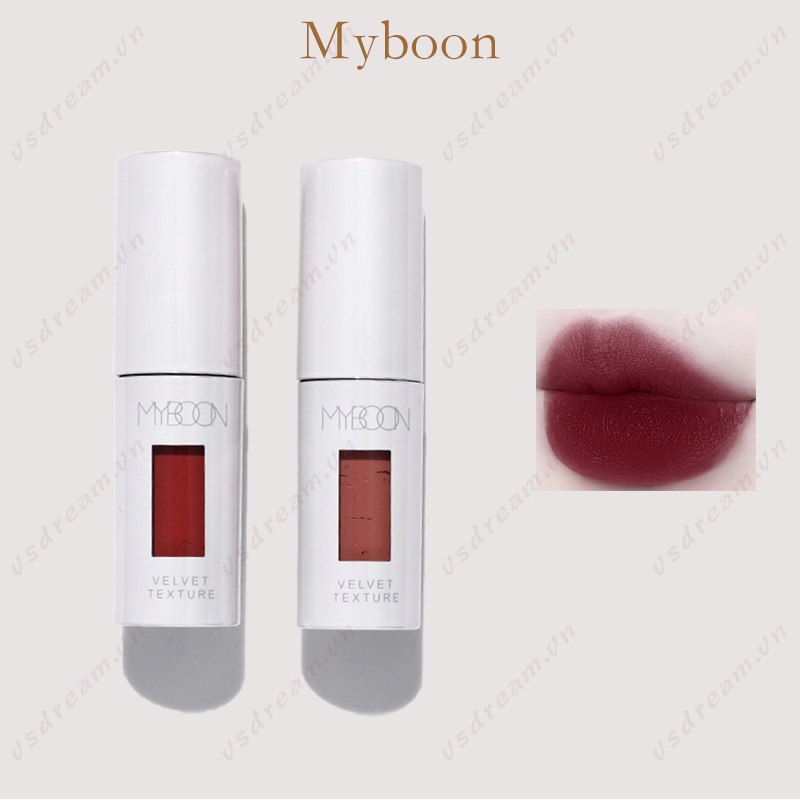 Myboon Son Môi MYBOON Thỏi Tròn Nhỏ Ống Tròn Nhỏ Nhung Lì Không Dễ Phai Màu Son Môi Công Dụng Kép Cho Sinh Viên Giá Rẻ