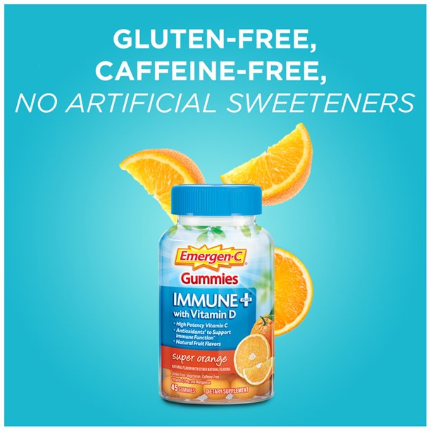 [DATE 11/2022] EMERGENCE-C GUMMIES IMMUNE WITH VITAMIN D 45 GUMMIES (45 VIÊN VỊ CAM)390