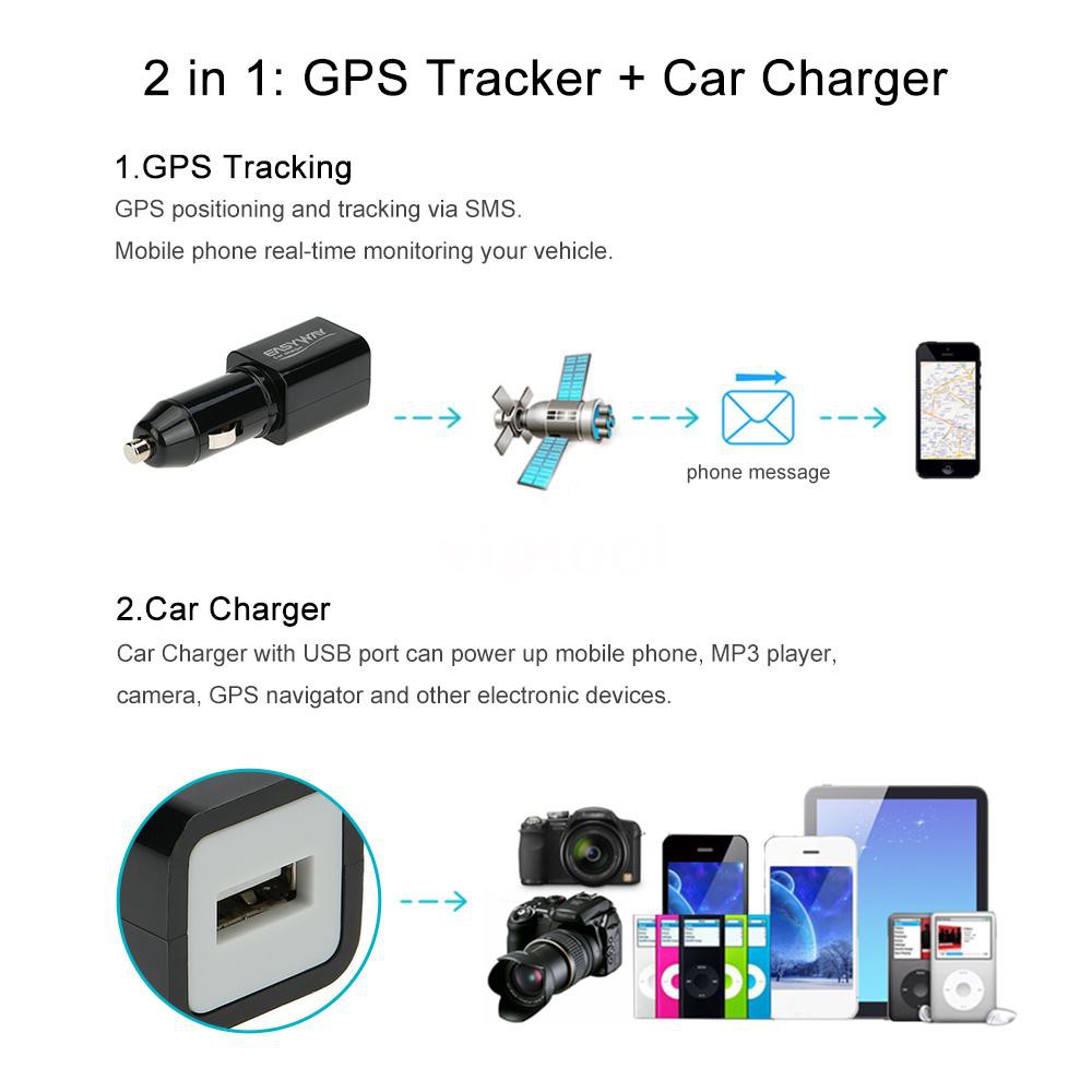 [VIP] Real Time GPS Tracker GSM GPRS Tracking Device Car Charger with USB Port Powering for iOS Android Mobile