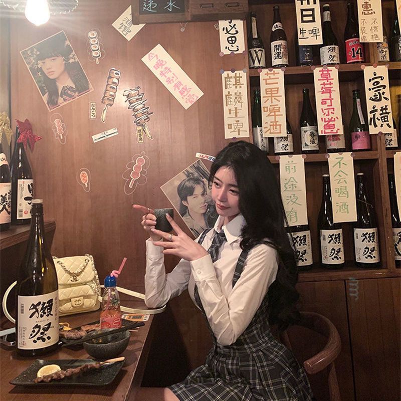 Set Áo Sơ Mi Ngắn + Áo Khoác Không Tay + Chân Váy Thiết Kế Mới Ngọt Ngào Thời Trang Mùa Xuân Dành Cho