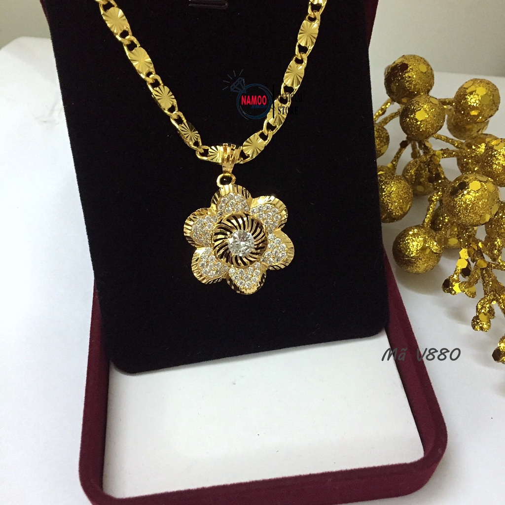Dây Chuyền Nữ Bản Lớn V880 Đính Đá Mạ vàng