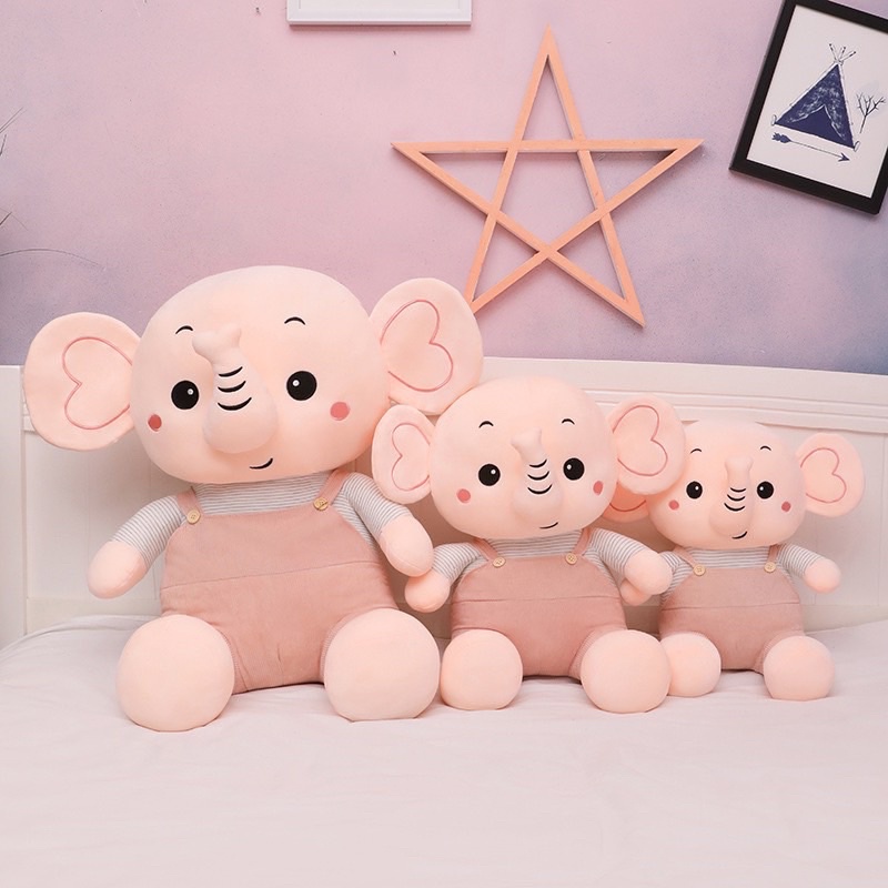 gấu bông voi , gối ôm hình voi xám,hồng cho bé size 60cm-80cm