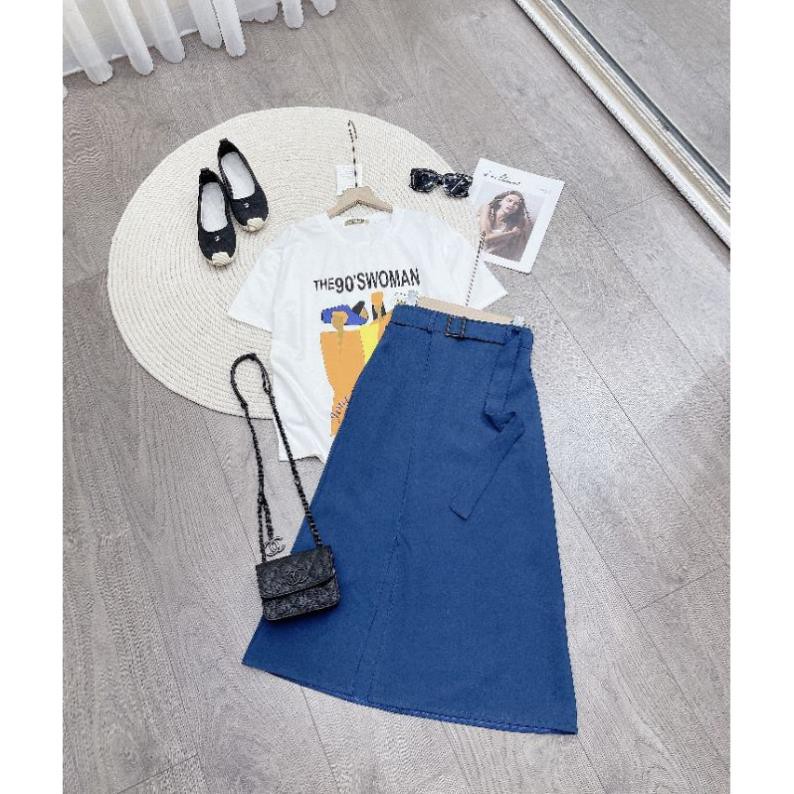 [ 𝐅𝐑𝐄𝐄 𝐒𝐇𝐈𝐏 ] SET ÁO HOẠT HÌNH WOMEN MIX CHÂN VÁY XẺ XANH DÀI