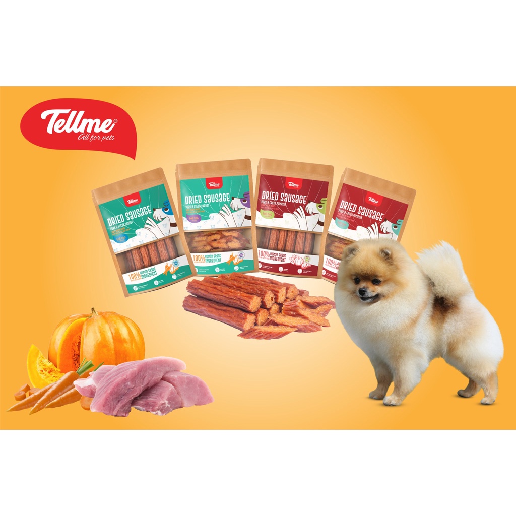 Đồ ăn cắt lát cho chó TELLME®, Gói 70g Thức ăn Xúc Xích Khô Thịt Heo & Bí Ngô Tươi Dạng cắt lát cho chó - Pet Store 155