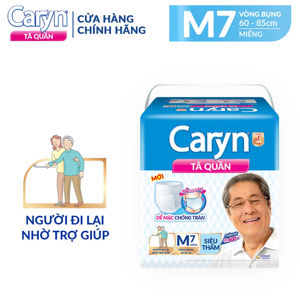 [Mẫu Mới] Tã Quần Người Lớn Caryn Siêu Thấm Chống Tràn L6 miếng, quần caryn siêu thấm ban đêm M7 Miếng Cho Người Lớn