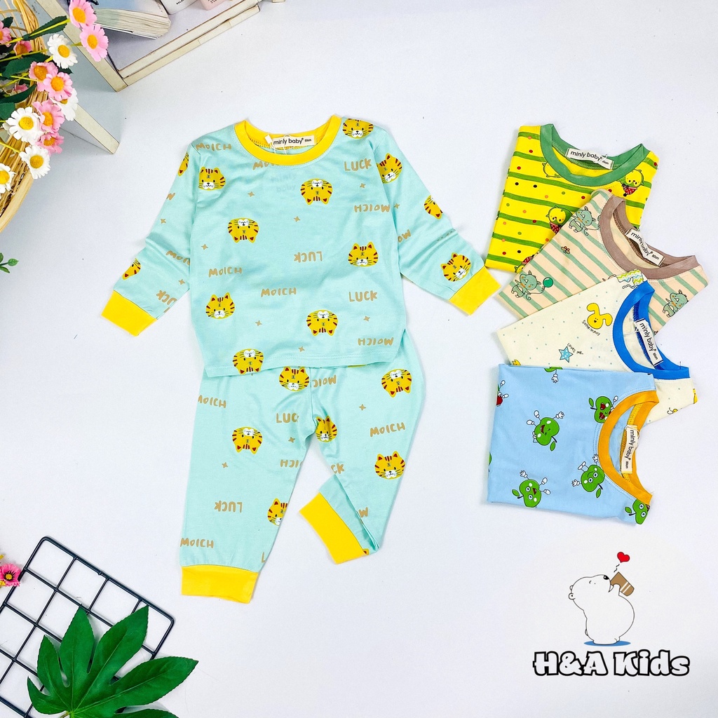 Bộ dài tay thun lạnh in toàn thân Minky Mom cho bé trai bé gái - HÀNG CHUẨN