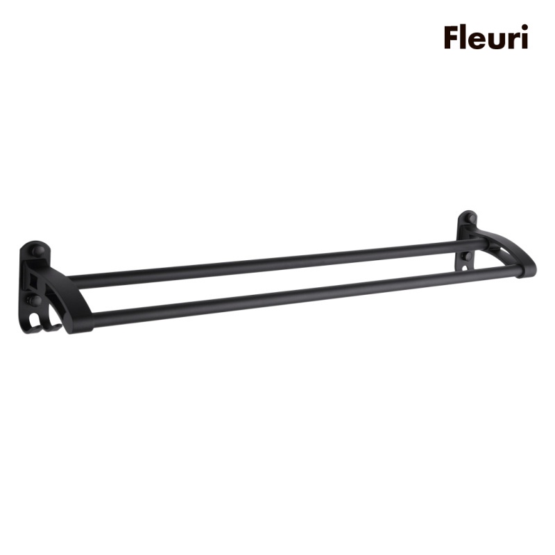 Giá Đỡ Khăn Tắm Gắn Tường Bằng Nhôm Màu Đen Nhám Tiện Dụng Cho Phòng Tắm