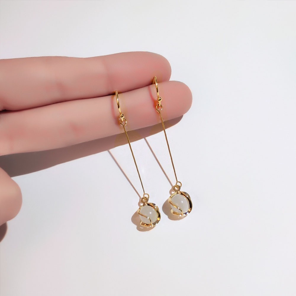 Bông Tai Hai Lớp Tua Rua Đính Ngọc Trai Hình Vuông Thời Trang Cho Nữ