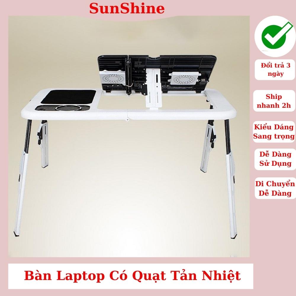 Bàn Laptop Gấp Gọn Có Hai Quạt Tản Nhiệt làm Bàn học gấp gọn thông minh tùy chỉnh góc độ có khay để cốc Ipad LD09