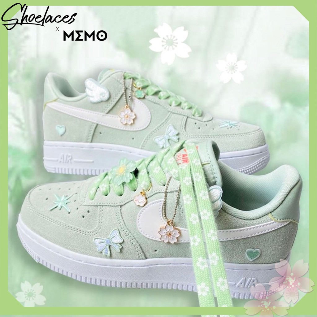 [ Memo Custom ] Combo Custom Dây Giày AF1 Sakura Xanh- Custom Nike AirForce 1