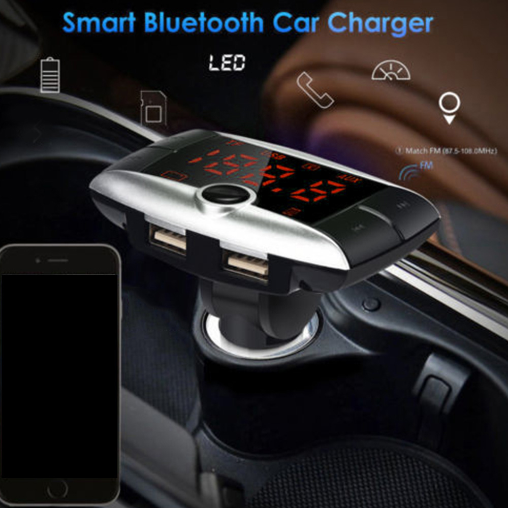 Máy Phát Mp3 Mp4 Fm Bluetooth Rảnh Tay Hai Cổng Usb Cho Xe Hơi