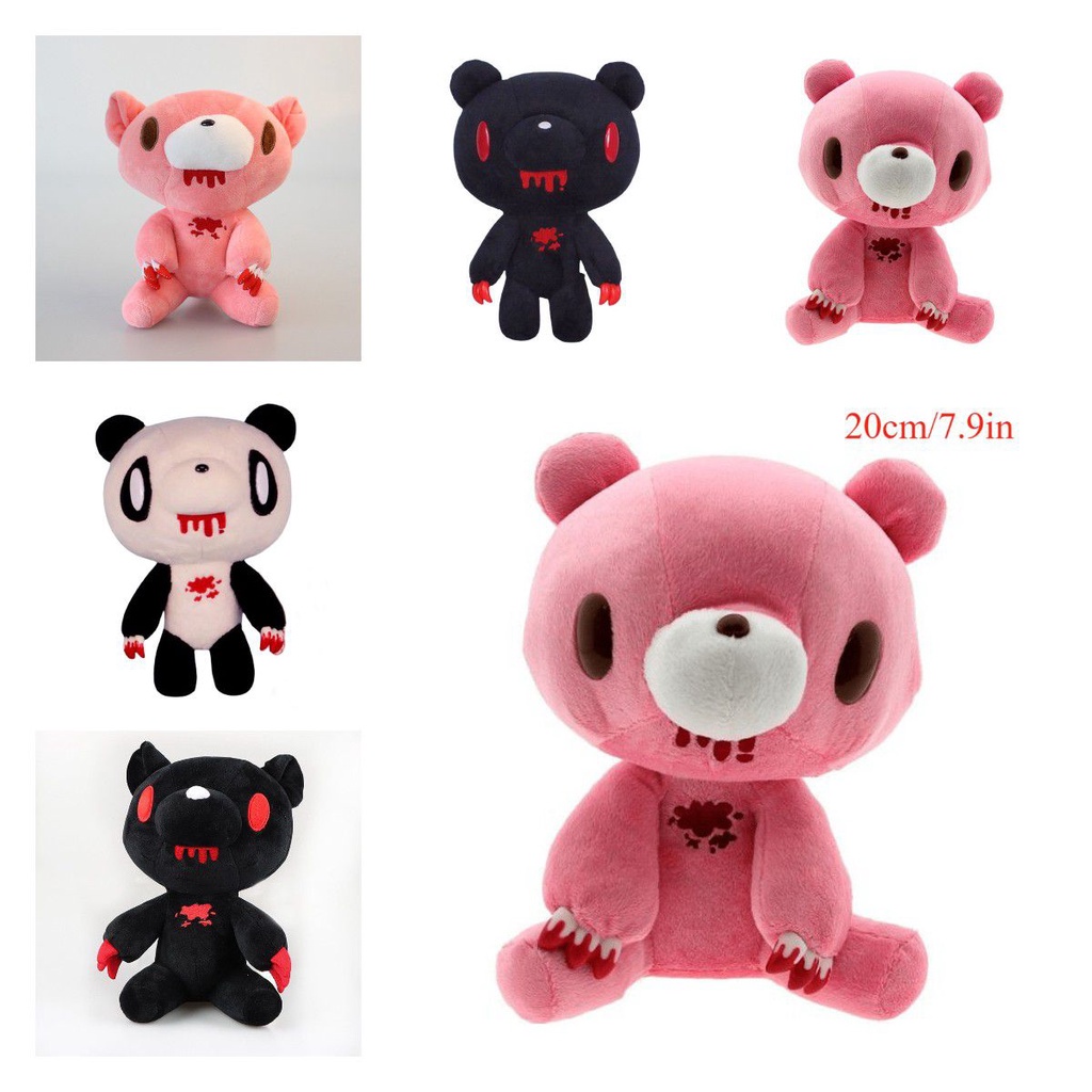 20cm/7.9in Gloomy Bear Plush Toy Bloodthirsty Pink Bear Soft Stuffed Pillow Doll For Kids Birthday Christmas Halloween Gifts