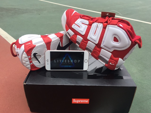 [ ẢNH THẬT ] GIÀY AIR MORE UPTEMPO X SUPREME " RED WHITE " NAM NỮ