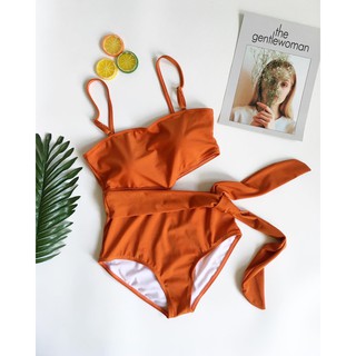 Bikini cổ yếm cột eo cam đất (kèm hình thật)