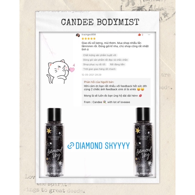 Body mist xịt thơm Victoria’s Secret 250ml 𝐃𝐢𝐚𝐦𝐨𝐧𝐝 𝐒𝐤𝐲