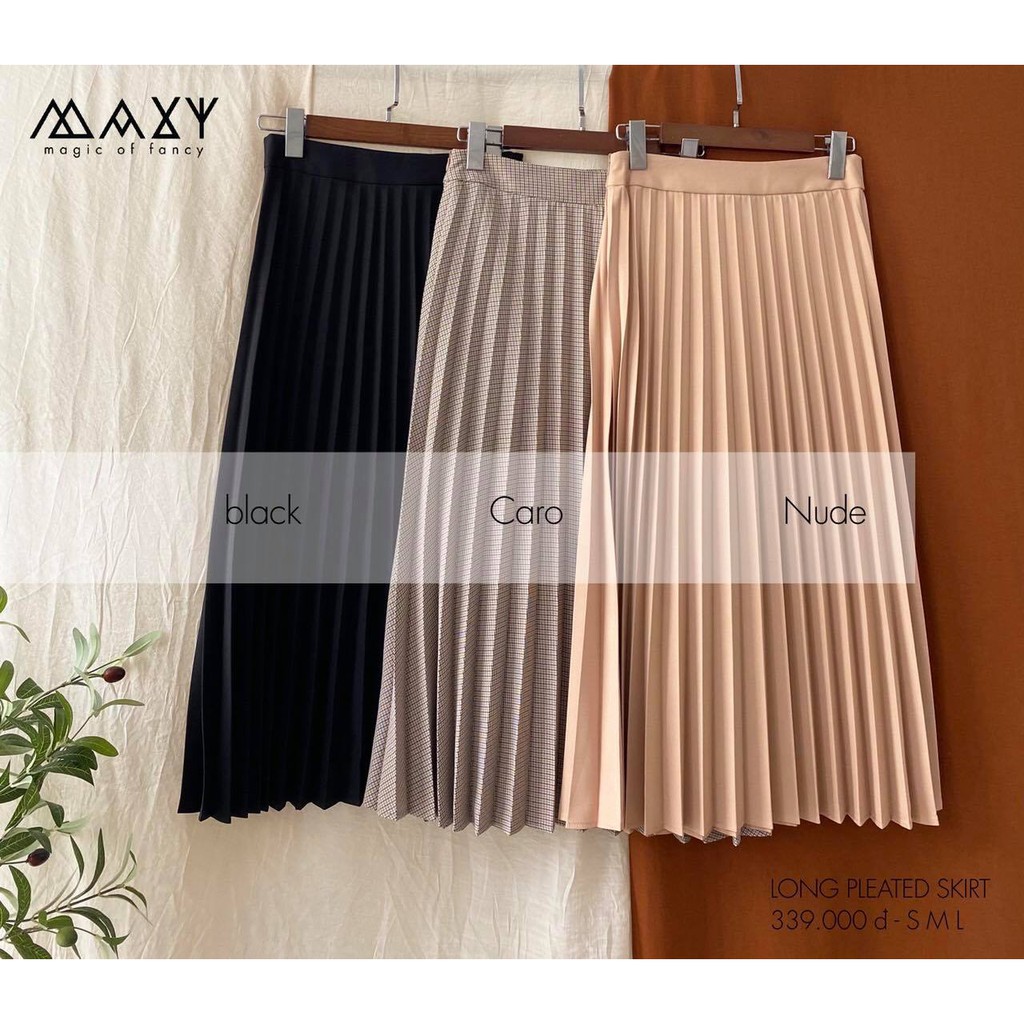 Chân váy dài xếp ly rẻ quạt long pleated skirt Maxy Workshop | BigBuy360 - bigbuy360.vn