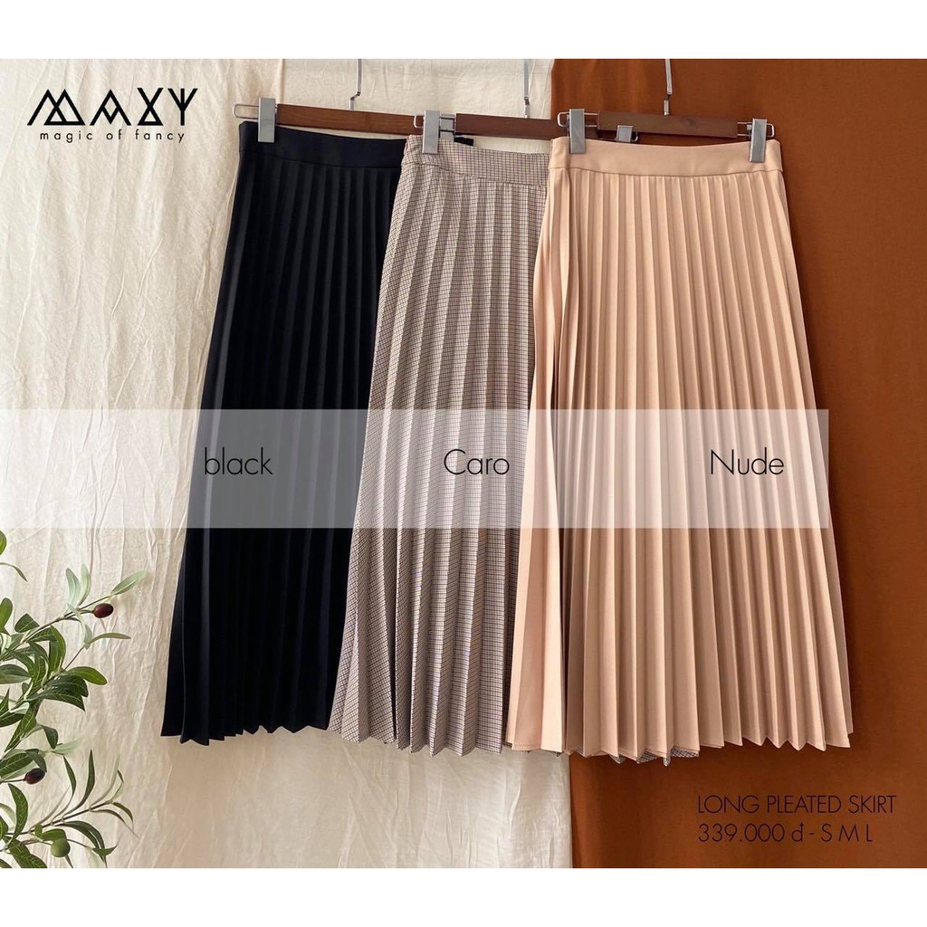 Chân váy dài xếp ly rẻ quạt long pleated skirt Maxy Workshop