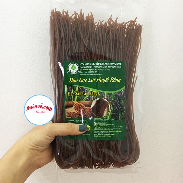 Bún gạo lứt huyết rồng (gói 500g) Nông sản sạch Cao Bằng – bún gạo khô - Thực phẩm ăn kiêng an toàn Buôn Rẻ - 01211 tnb3