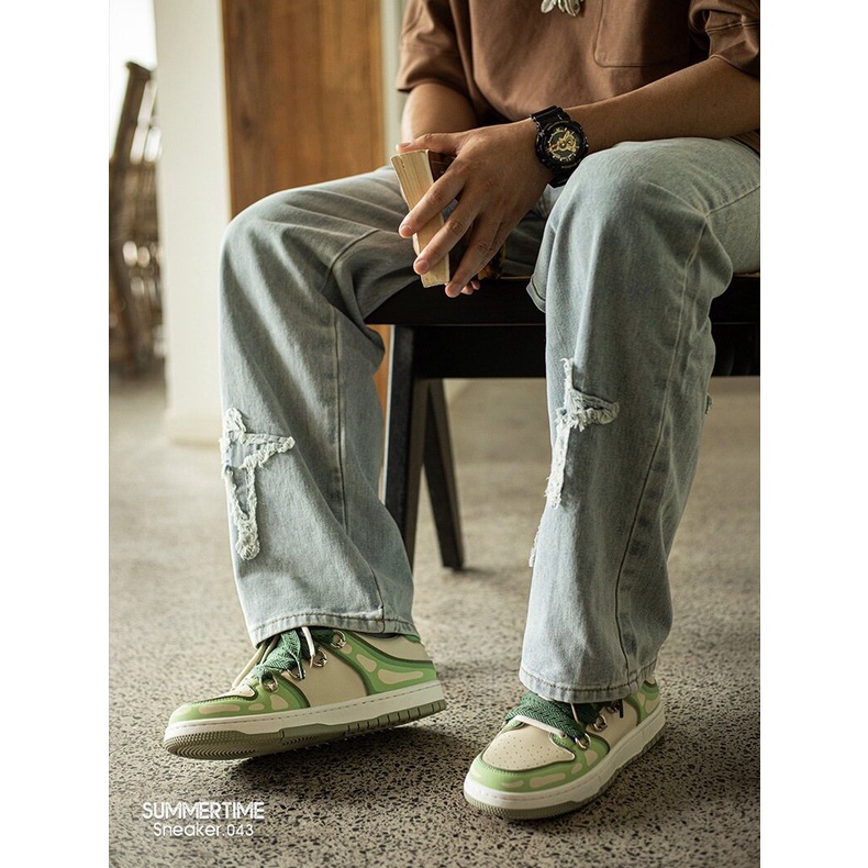 Maden Giày Thể Thao Mũi Tròn Đế Dày Thoáng Khí Thoải Mái Màu Xanh matcha Thời Trang Mùa Hè 2022 Mới Cho Nam